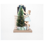 Διακοσμητικο Πολυρεζιν, Γυναικα με Φωτιζομενο Δεντρο, και Τζακι, Led,  16,50x12x25,50cm