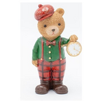 Διακοσμητικο Πολυρεζιν, Αρκουδακι Vintage με Καρο Πρασινο Πουκαμισο, 7x12.5cm