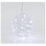 Ακρυλικη Μπαλα, 30 Λευκα Led, με Μετασχηματιστη, 20cm, Ip44