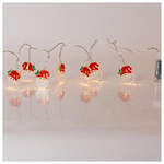 Σειρα, 10 led 5mm, με Πλαστικο Αγιο Βασιλη, Μπαταριας 3xaa, Timer, Διαφανο pvc Καλωδιο, Θερμο Λευκο Led, ανα 10cm, Προεκταση Παροχης 30cm, Ip20