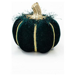 Βελουδινη Κολοκυθα, Σκουρο Πρασινο, με Χρυσο Γκλιτερ, 15cm