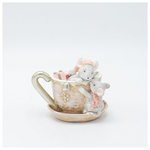 Διακοσμητικο Πολυρεζιν, Ποντικακια σε Φλυτζανακι, Απαλο Ροζ, 10x8cm
