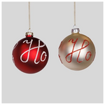 Γυαλινη Μπαλα, Κοκκινη Ασημι, ηο ηο ηο, σετ 4τμχ, 8cm