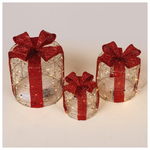 Φωτιζομενα Δωρα 15-20-25cm, 20/30/40 Led, Μπαταριας 2xaa/3xaa, Timer, Χρυσο me Kokkino Φιογκο, Θερμο Λευκο Mini Led, Ip20