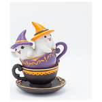 Φαντασματακια με Πορτοκαλι και Μαυρο Καπελακι, σε Φλυτζανακια, Halloween, 14,5x12,7x17,5cm