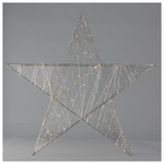 Αστερι Φωτιζομενο 50cm, 160 Led, 4,5v Μετασχηματιστη, Timer, Ασημι Μεταλλικος Σκελετος, Ασημι Χαλκινο Καλωδιο, Θερμο Λευκο Led, Προεκταση Παροχης 5m, Ip44