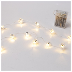 Σειρα, 20 Mini Led, Φαντασματακια, Μπαταριας 3xaa, Χρονοδιακοπτη, Ασημι Χαλκινο Καλωδιο, Θερμο Λευκο Led, ανα 10cm, Προεκταση Παροχης 30cm, Ip20