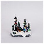 Χριστουγεννιατικη Παρασταση με Παιδακια, Δεντρακι και Σκυλακι, Μπαταριας, 16x9.5x14cm