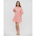 Ble Φορεμα Κοντομανικο ροζ με Σχεδια one Size (100% Cotton)