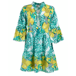 Ble Φορεμα/καφτανι Πρασινο με Λεμονια s/m (100% Cotton)