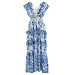 Ble Φορεμα Μακρυ με Βολαν Μπλε/λευκο one Size (100% Cotton)