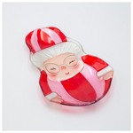 Πιατελα Γυναικα αη Βασιλη, Candy, Γυαλινη Διακοσμητικη, 18.5x30cm