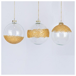 Γυαλινες Μπαλες, Διαφανες με Σαμπανι Σχεδια, 3 Σχεδια, σετ 4τμχ,10cm