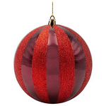 Πλαστικη Μπαλα, Μπορντο με Κοκκινο Glitter, σετ 2τμχ, 20cm