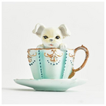 Διακοσμητικη Κουπα με Σκυλακι, Γαλαζια, 10x11cm