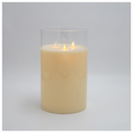 Κερι Μπαταριας με Κινηση στη Φλογα, με 3 Φλογες και Γυαλι, με Χρονοδιακοπτη, 15x25cm