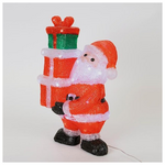 Aκρυλικος Αγιος Βασιλης με Δωρα, 3,5v Μετασχηματιστη, 60 Λευκα Led, Προεκταση Παροχης 5m, 25,5x18x44cm, Ip44