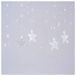 Κουρτινα, 47 Mini Led, 7 Ακρυλικα Αστερια, 4,5v Μετασχηματιστης, Ασημι Χαλκος, Θερμο Λευκο Led, Προεκταση Παροχης 3m, 120x80cm, Ip44