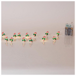 Σειρα, 20 Mini Led, Ζαχαρωτο με Πρασινο Φιογκο, Μπαταριας 3xaa, Χρονοδιακοπτη, Ασημι Χαλκινο Καλωδιο, Θερμο Λευκο Led, ανα 10cm, Προεκταση Παροχης 30cm, Ip20