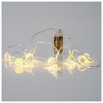 Σειρα, 10 led 5mm, με Ακρυλικα Διαμαντακια, Μπαταριας 2xaa, Διαφανο pvc Καλωδιο, Θερμο Λευκο Led, ana 10cm, Προεκταση Παροχης 50cm, Ip20