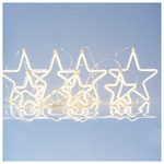 Κουρτινα, 47 Mini Led, 27v Μετασχηματιστη, με 4 Μεγαλα Αστερια 18cm και 3 Μικρα Αστερια 14cm με Neon Φωτοσωληνα, 4 Επεκτασεις εωσ 3 Σετ, Ασημι Χαλκινο Καλωδιο, Θερμο Λeυκο Led, Θερμη Λευκη Neon Φωτοσωληνα, (150x108cm), Προεκταση Παροχης 3m, Ip44