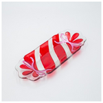 Πιατελα Candy Ορθογωνια, Ασημι Κοκκινο, Γυαλινη Διακοσμητικη, 12x31cm