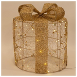 Φωτιζομενα Στρογγυλα Δωρα 15-20-25cm, Μπαταριας, Timer, Χρυσο με Περλες, Θερμο Λευκο Led, Ip20