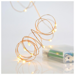 Σειρα, 20 Mini Led, Μπαταριας 3xaa, Χρονοδιακοπτη, Μπρονζε Χαλκινο Καλωδιο, Θερμο Λευκο led ana 10cm, Προεκταση Παροχης 10cm, Ip20