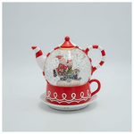 Τσαγιερα με Αγιο Βασιλη, Candy, με Νερο στο Εσωτερικο, Φωτιζομενη, Μπαταριας, Timer, 19x15x19cm