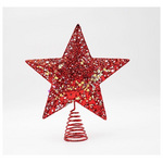 Κορυφη Δεντρου με Κοκκινο Νημα και Ιριδιζοντα Αστερακια, 25x30cm