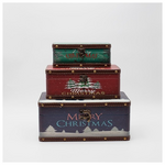 Κουτια Διακοσμητικα, με Χριστουγεννιατικα Σχεδια,  Ξυλινα. σετ 3 Τμχ, 30x20x13,  25x15x10 και 20x10x8cm