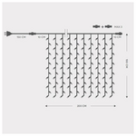 Κουρτινα, 200 led 5mm, 230v, 3 Επεκτασεις εωσ 5 Σετ, Πρασινο Καουτσουκ Καλωδιο, Λευκο led (H100 x W200cm, 20 Lines x 10 Led), Προεκταση Παροχης 1.5m, Ιρ65