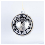 Γυαλινη Μπαλα, Σαμπανι, με Σχεδιο Ρολοι, σετ 2τμχ, 12cm