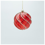 Γυαλινη Μπαλα, Κοκκινη Διαφανη με Χρυσο Glitter, σετ 2τμχ, 12cm