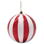 Πλαστικη Μπαλα, Κοκκινη Περλα με Λευκες Ριγες, σετ 2τμχ, 15cm