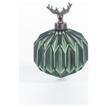 Μπαλα Αναγλυφη Πορσελανινη, Πρασινη με Ταρανδο, 1τμχ, 8cm