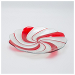 Πιατελα Candy Στρογγυλη, Ασημι Κοκκινο, Γυαλινη Διακοσμητικη, 23.5cm