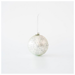 Γυαλινη Μπαλα, Ασημι με Ασημι Σχεδια Glitter, σετ 4τμχ, 10cm