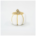 Βελουδινη Κολοκυθα, Λευκη, με Χρυσο Γκλιτερ, 20cm