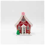 Χαρτινο Σπιτακι, Κοκκινο με Μπισκοτουλη, Φωτιζομενο, 12.5x10.5x16cm