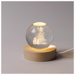 Φωτιζομενη Μπαλα 6cm, Χριστουγεννιατικη Σχεδιο, Χιονανθρωποι με Χριστουγεννιατικο Δεντρο, Usb, 6 Θερμα Λευκα smd Led, Bαση 7cm, Προεκταση Παροχης 70cm, Ip20