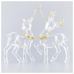 Ελαφακια Ακρυλικα, με Χρυσο Glitter και Χρυση Μεταλικη Καμπανουλα, 2 Σχεδια 10,2x0,7x12,7cm, Τιμη ανα τμχ