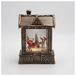 Σπιτακι με Αγιο Βασιλη και Ελκυθρο, με Νερο στο Εσωτερικο, Φωτιζομενο, Μπαταριας, Timer, 15x8x21.5cm