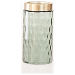Γυαλινο Βαζο, Πρασινο, με Χρυσο, 10x11x22cm