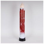 Κερι Φωτιζομενο 14x82cm, Κοκκινο me Xiονονιφαδες, με Κινηση στη Φλογα, Μπαταριας 3xaa, Timer, 6 Θερμα Λευκα Led, Ip44