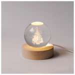 Φωτιζομενη Μπαλα 6cm, Χριστουγεννιατικη Σχεδιο, Αγιος Βασιλης με Χριστουγεννιατικο Δεντρο, Usb, 6 Θερμα Λευκα  smd Led, Bαση 7cm, Προεκταση Παροχης 70cm, Ip20