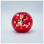 Κηροπηγιο, Κοκκινο, με Λευκα 3d Λουλουδια, 8.5x10cm