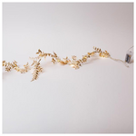 Φωτιζομενη Γιρλαντα me Χρυσο Πλατυ Φυλλο 150cm, 16 Θερμα Λευκα Mini Led, Μπαταριας 3xaa, Timer, Προεκταση Παροχης 30cm, Ip20