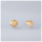 Γυαλινο Στολιδι, Κρεμμυδι, Χρυσο, 2 Σχεδια, σετ 4τμχ, 8cm