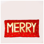 Μαξιλαρι Κοκκινο με Χρυση Επιγραφη ''merry'', 35cm